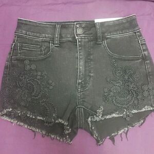 𝅺american Eagle High Rise Shorty Black Jean Short Size 0 New Perfect for Summer!